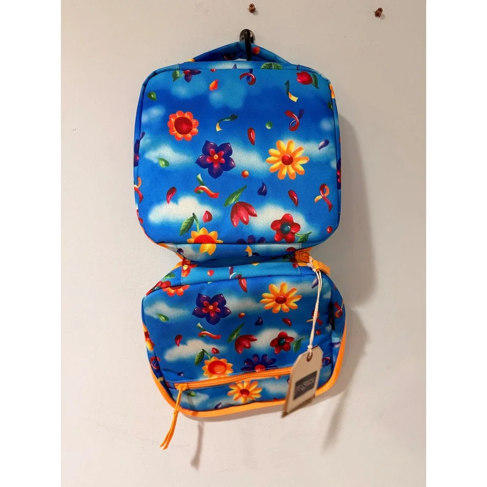 JanSport Insulated Lunch Bag Blue Sky Floral Print NWT Zippered Lunch Box